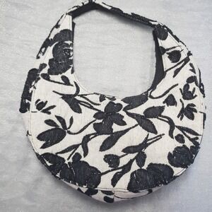 Black‎ Floral Embroidered Beaded Hand Bag Goth Whimsigoth Romantic